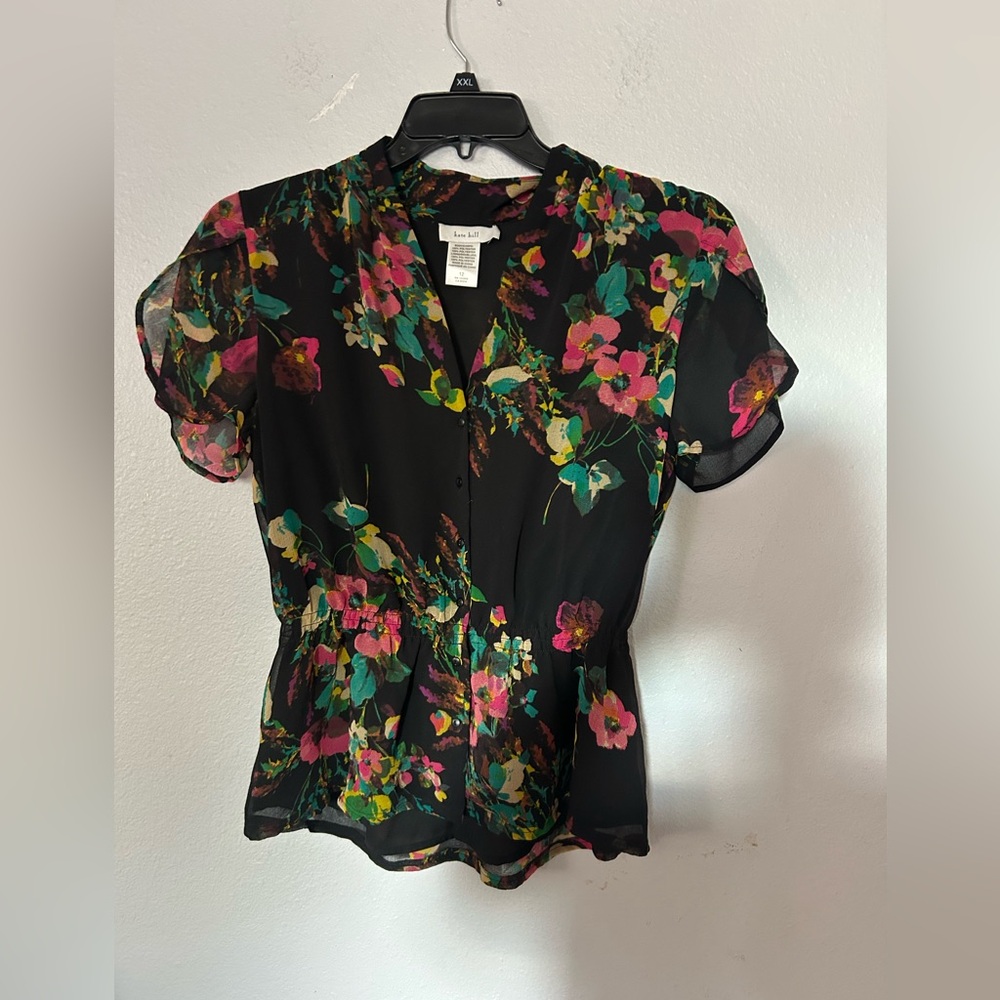 Kate Hill Black Floral Blouse - Picture 1 of 6